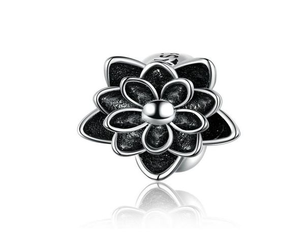 

vintage unique tibetan silver black lotus charms fit charms for girls christmas gifts real 925 sterling silver7248050, Bronze;silver
