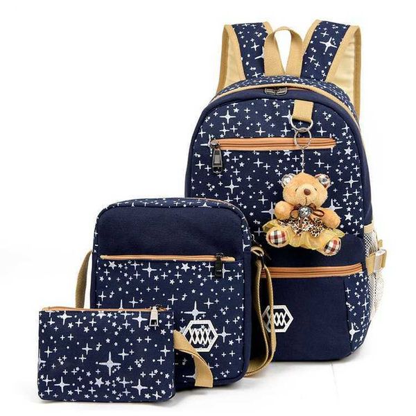 

backpack korean version children's bag pure cotton canvas backpack travel bag student schoolbag