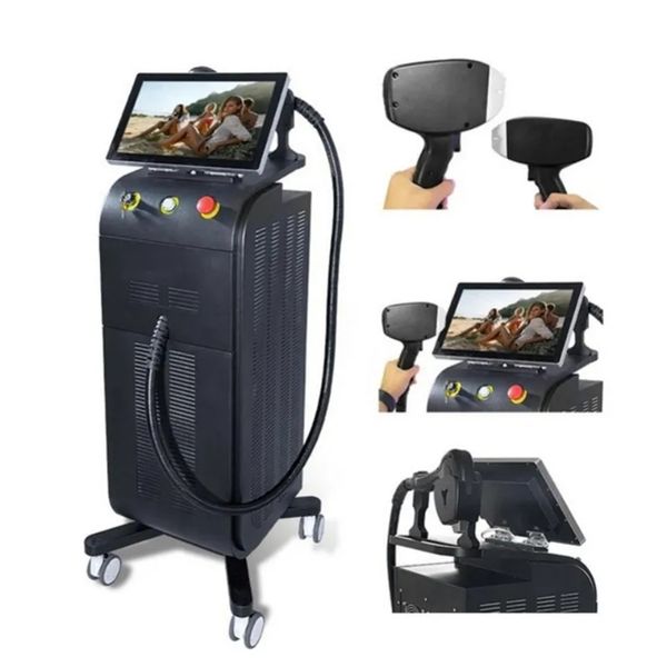 

2024 2 handle 808 nm diode laser skin rejuvenation fast permanently device 200millions s permanent armpit hair removal devices for men 1200w, Black