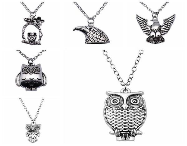 

school gifts 1pcs owl eagle pendant necklace women 435cm chains4875520, Silver