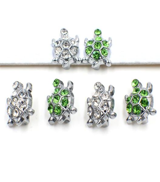 

full rhinestone turtle whole 8mm zinc alloy slider charms diy accessories fit 8mm pet collar wristband sl473sl4744909675, Bronze;silver