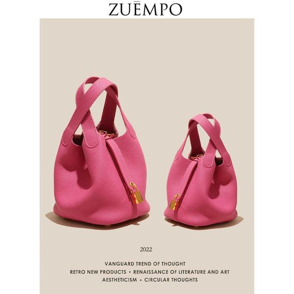 

wholesale designer h ormes totes handbags raspberry red bucket bag womens large capacity vegetable basket genuine leather 2023 new versatile