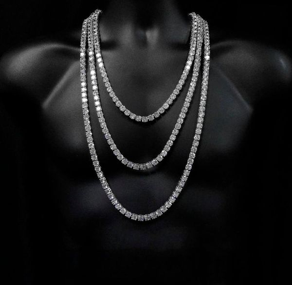 

new hip hop tennis chain necklace for men jewelry gold silver iced out chain tennis necklace a027336501, Black
