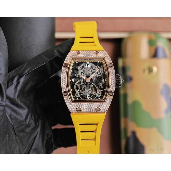 

diamond luxury mens movement watches rm17-01 r i c h a r d hollow tourbillon designer 96nz new high-end quality iced out montre wrist watch, Slivery;brown