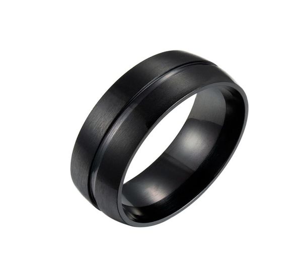 

black simple mens ring fashion stainless steel trend metal texture ring temperament mens jewelry accessories9220362, Silver