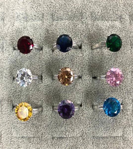 

size 512 sparkling luxury jewelry real 925 sterling silver large round cut multi color cz diamond gemstones women wedding band ri7069999, Slivery;golden
