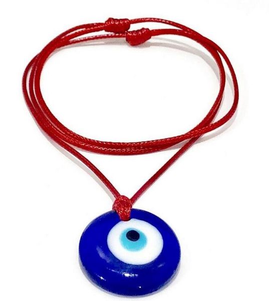 vintage glass blue evil eye necklace designer gothic protection blessing red cordon rope wiccan necklace pendants for women jewelr8126980, Silver