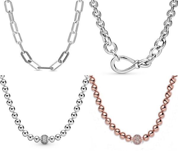 

necklaces real me link chain chunky infinity knot rose beads sliding 925 sterling silver necklace for bead charm diy jewelry1005020