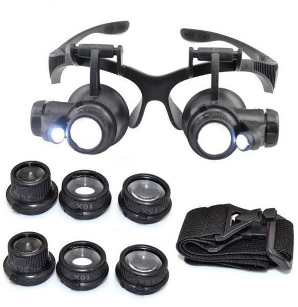 

10x 15x 20x 25x magnifying glass double led lights eye glasses lens magnifier loupe jeweler watch repair tools6470997