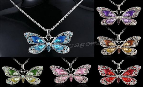 

butterfly sweater chain crystal rhinestone pendant necklaces for girls fashion women necklaces jewelry animal choker charm necklac9735057, Silver