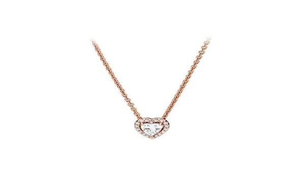 

925 sterling silver heart pendant necklace original box for cz diamond bright star chain necklace women and men set gifts7963058