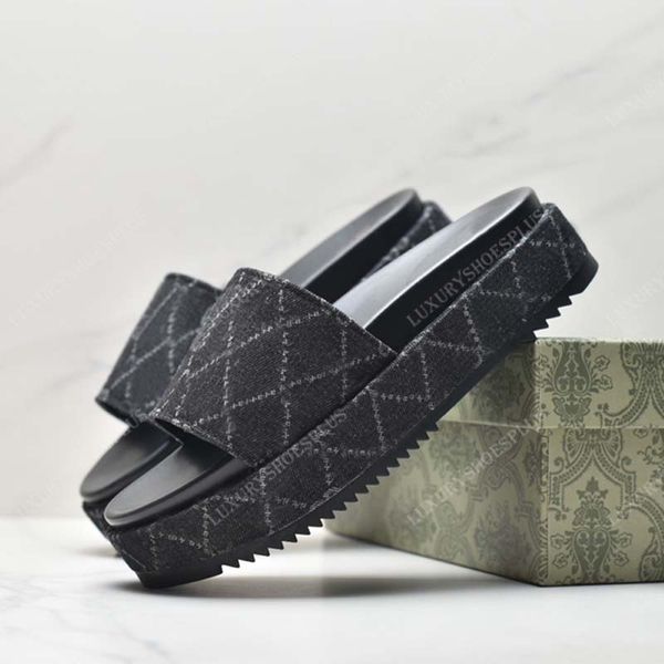 

platform sandal luxury designer slippers classic shoes fashion sandal embroidery shoe high-quality slides classic slide vintage slipper, Black