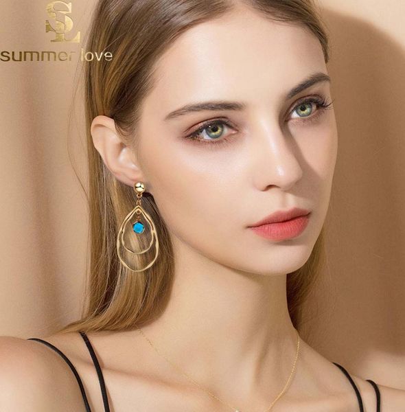 

new fashion gold color double hollow big waterdrop dangle earrings for women girl small round crystal drop earrings jewelry wholes9110410, Silver