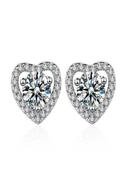 

stud trendy 5mm d color heart moissanite diamond earrings women jewelry 100 925 sterling silver birthday gift6968005, Golden;silver