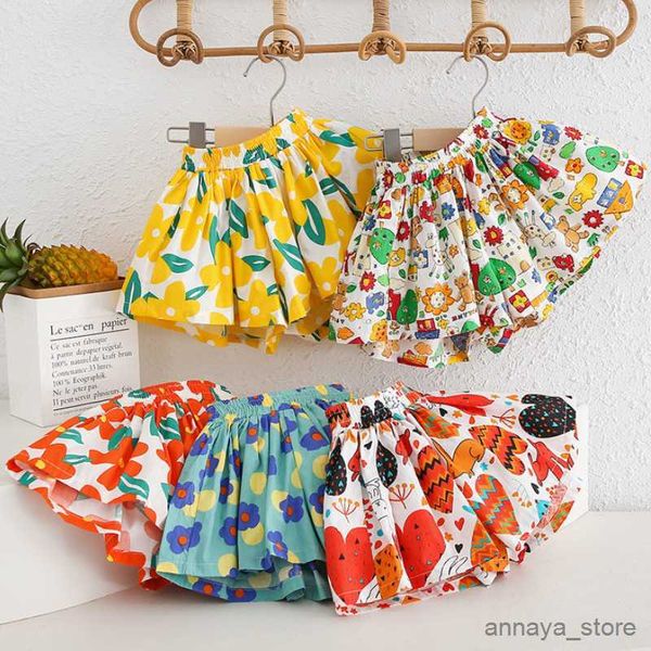 

pantskirt summer floral print girls skirt shorts for children clothing skirt pants kids shorts skirts cute loose leg pants baby clothes r230, Blue
