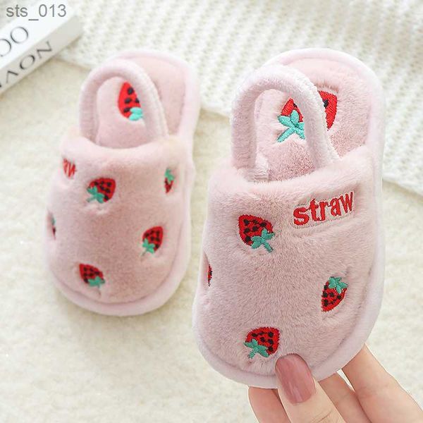 

size 22-27 boys girls shoes infant slippers toddler infant plush cartoon fruit anti-slip pre-walker autumn warm sandals l230518