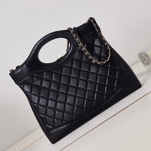 

2023 summer designer 31 large shopping bag women tote bags shiny crumpled calfskin lady shoulder bags big space handbags as1010