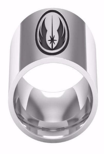 

selling jedi symbol engraved couple movie ring polished stainless steel high ring film jewelry gift for men9205828, Silver