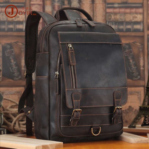 

new crazy horse leather business computer backpack men's bag outdoor travel bag leather men's backpack