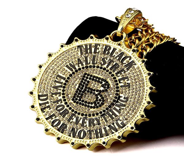 

mens giftpresent hip hop jewelry iced out gearwheel 18k gold plated fashion bling bling pendant men necklace gold filled3785274, Silver