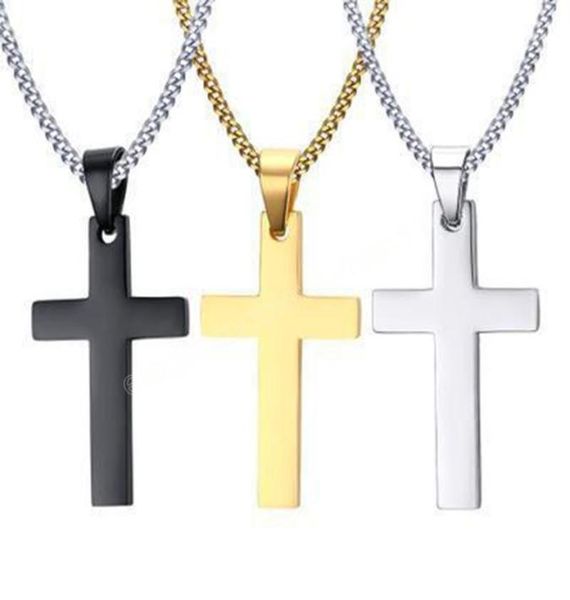 

fashion stainless steel cross pendant necklaces men religion faith crucifix charm decoration chain for women jewelry gift2305895, Silver