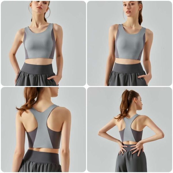 

2023 designer lu tank crop new outdoor contrast sports underwear beauty back bra fiess vest with chest pad yoga suit running gym bra
