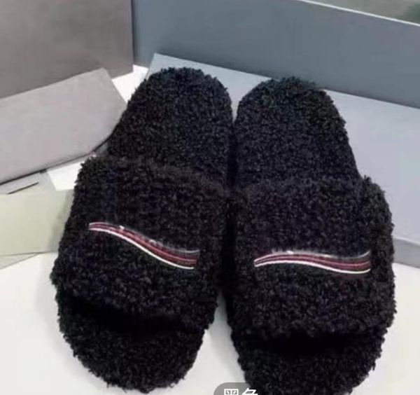 

luxurys designers women ladies wool slippers black white blue slides winter west warm letters sandals comfortable fuzzy