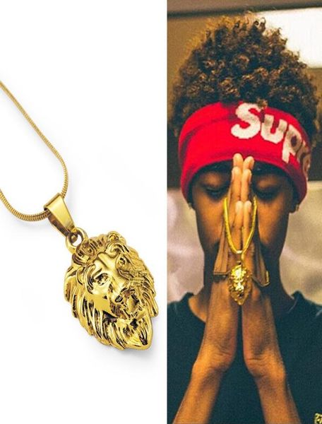 

men lion head pendant hip hop necklaces for 18k gold plated 60cm long chain fashion jewelry design4469649, Silver