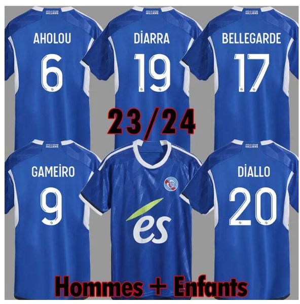 

2023 2024 strasbourg home soccer jerseys 23/24 maillot de foot gameiro thomasson lienard mothiba sissoko storcki zemzemi football shirts, Black;yellow