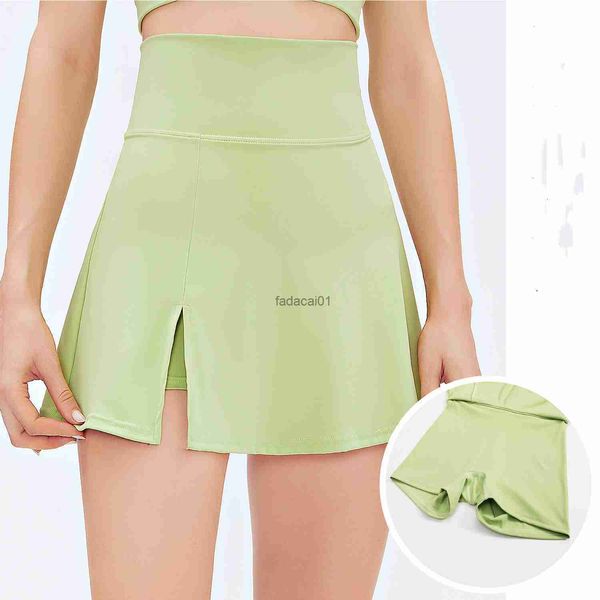 

side open women sports short skirts fake two pieces tennis skirt fitness running breathable anti exposure mini skirt gym shorts l230621, Black