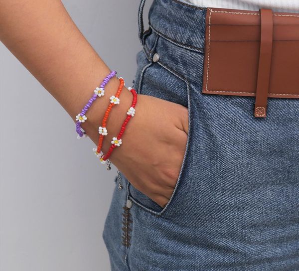 

seed beads rainbow bracelet women pulseras flower bracelets boho jewelry girl summer handmade jewelry whole8874453, Golden;silver