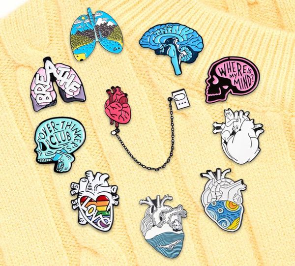 

jewelry accessories fashion jewelrybrooches rainbow heart brain liver lung body organs enamel pins brooch animal lapel pin badges 1000895, Gray