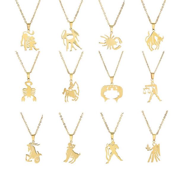 

animal 12 zodiac necklace stainless steel sign animal pendant necklaces for women fashion jewelry will and sandy gift6080323, Silver
