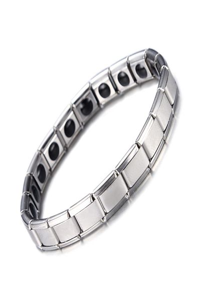 

fashion women039s men039s jewelry silver plated 316l stainless steel bracelet bangle hearth care magnetic bracelets link1014727, Black