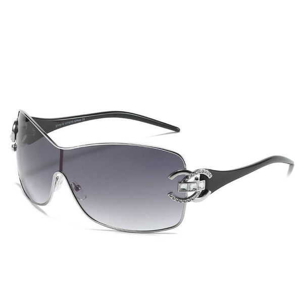 

wholesale of sunglasses luxury women's large frame diamond embedding fashion trend one piece sunglasses shades, White;black
