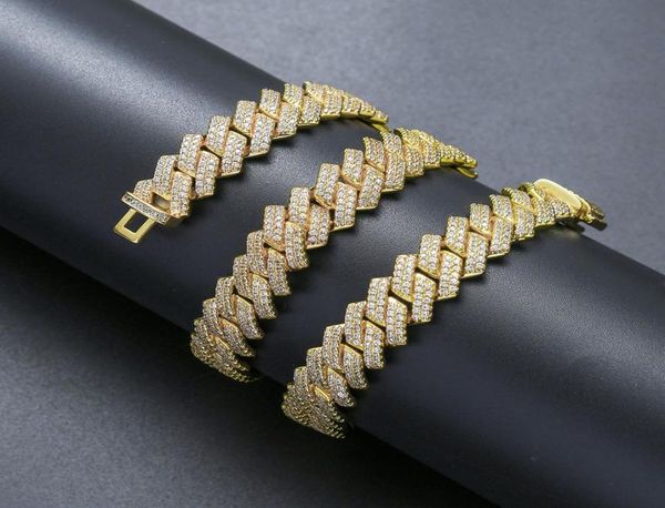 

trendy men hip hop jeweley cuban link necklace bling bling chains copper cubic zirconia coolest box lock clasp choker necklaces 147800977, Silver