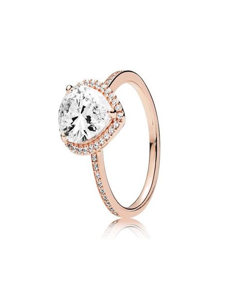 

18k rose gold tear drop cz diamond ring original box for 925 sterling silver rings set for women wedding gift jewelry wjl47269400544