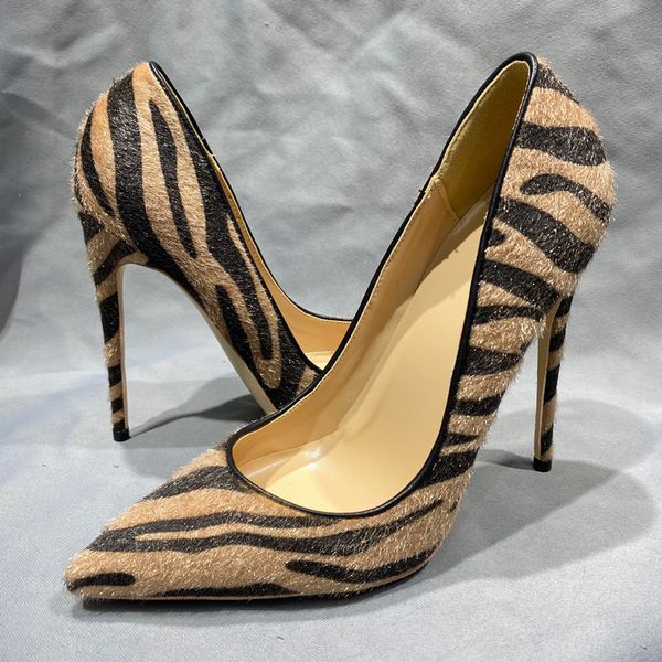 

horsehair striped womens high heels old thin high heels fashion design party big casual shoes size 33-45, Black