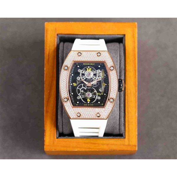 

diamond luxury mens movement watches rm17-01 r i c h a r d hollow tourbillon designer 5tt2 new high-end quality iced out montre wrist watch, Slivery;brown