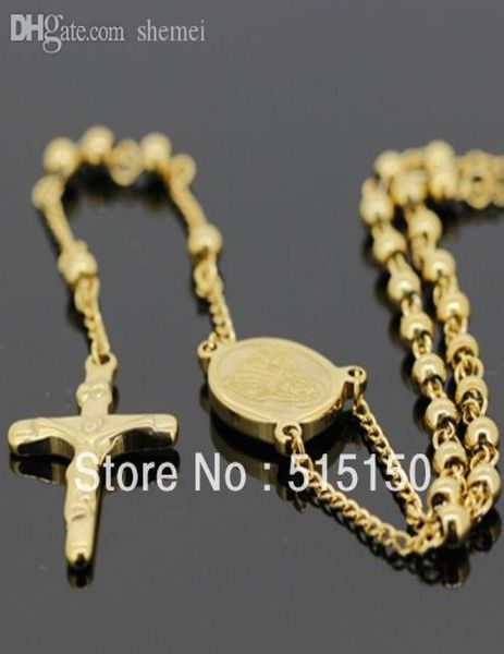 

wholestainless steel gold rosary chain necklace24quot 53quot4mm22g factory expert design quality latest style 7264357, Silver