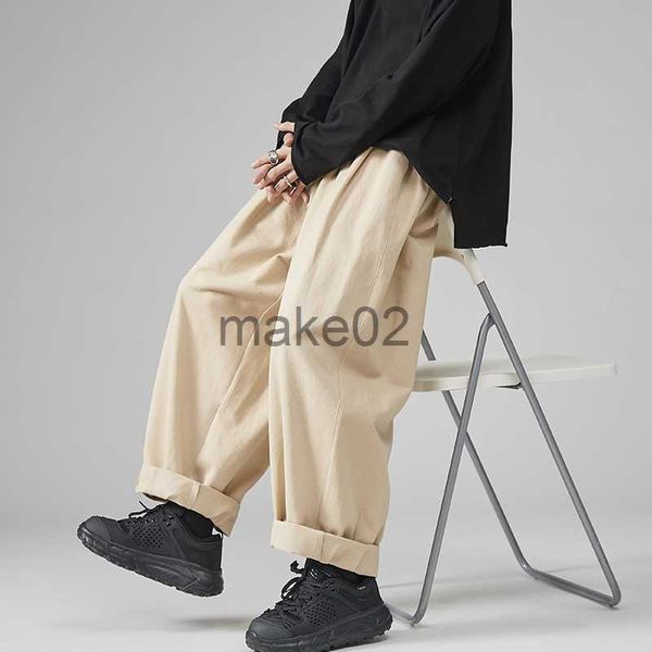 

men's casual shirts 2023 men's casual wied leg pants oversize cotton trousers solid color fashion men jogging pants korean streetw, White;black