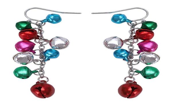 

multicolor silver tone christmas jingle bells dangle earrings chandelier1096539