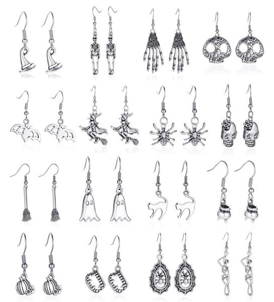 

halloween earrings simple retro skull bat spider earrings distressed earrings holiday jewelry4176388, Silver