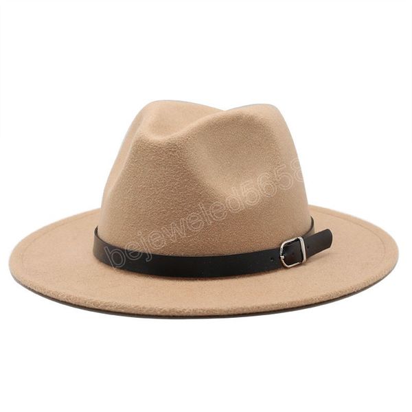 

wide brim felt fedoras hats imitation wool caps autumn winter cowboy panama women men wedding adjustable jazz hats, Blue;gray