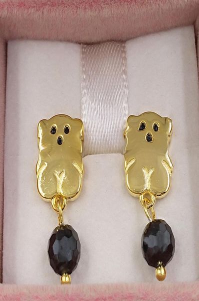 

kolcyki bear sweet dools stud 925 sterling fits european jewelry style gift andy jewel 4159035404765490, Golden;silver