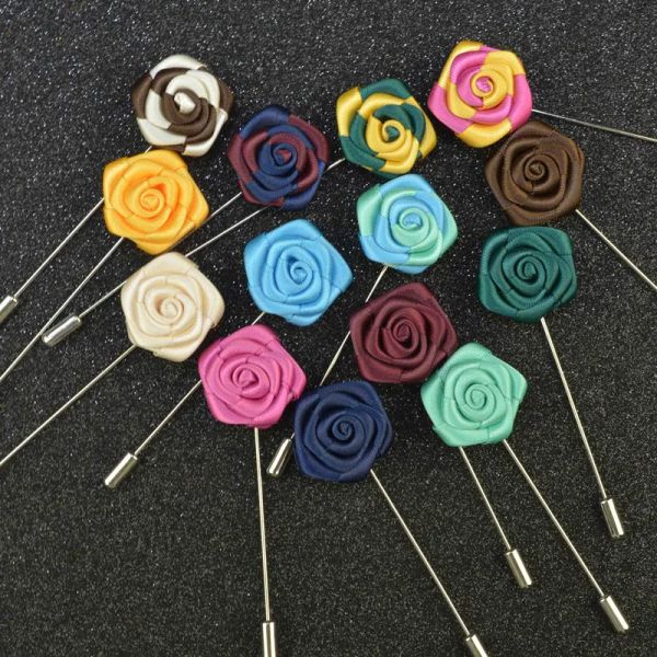 

price fashion flower brooch lapel pins handmade boutonniere stick with fabric flowers for gentleman suit wear men accessories, Gray