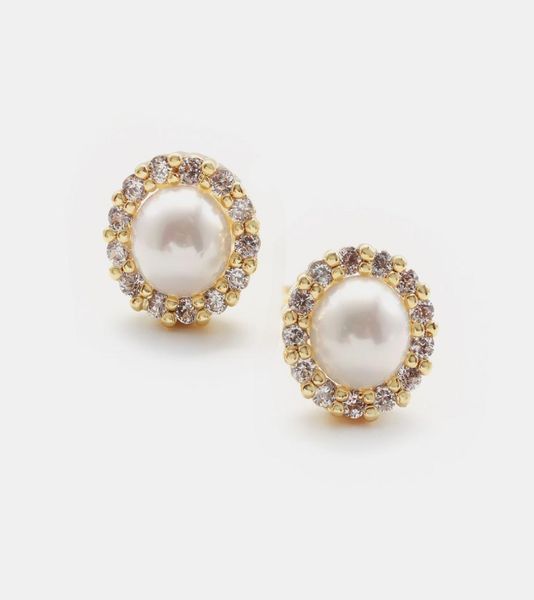 

luxury jewelry women stud round paerl designer earrings copper with gold plated elegant diamond earrings for girl fashion style ho1079490, Golden;silver