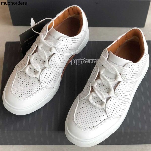 

zegna zegna autumn and winter white xxx series perforated napa calfskin tiziano lace up sneakers, Black