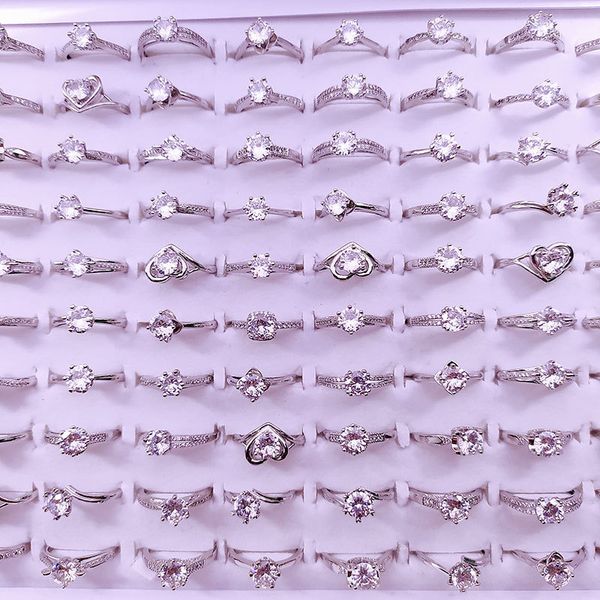 

diamond rings crystal silver women fashion jewelry zircon sweet retro elegant flower ring gift rings open adjustable size