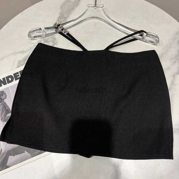 

prepomp 2022 summer new arrivals rhinestone letters hollow out waist black slim short mini bodycon skirt women gf540 l230621
